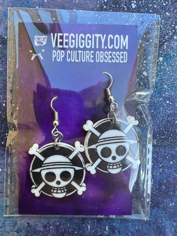 1P skull logo acrylic earrings