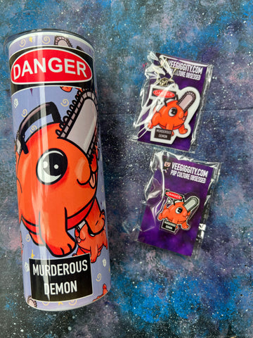 Demon Puppy Tumbler + Keyring + Acrylic Pin Bundle