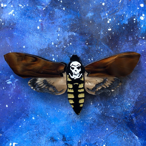 ARCHIVED PREORDER Brenda Death’s Head Moth Acrylic brooch BooGiggity Day 4