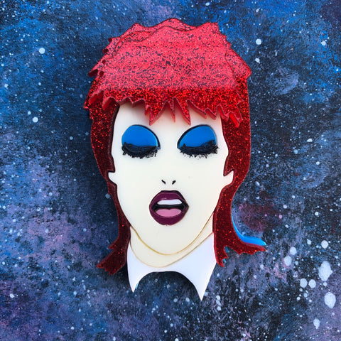 Life on Mars Acrylic Brooch Bowie