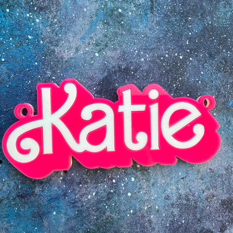 Pink Doll Custom Name Necklace or Keyring