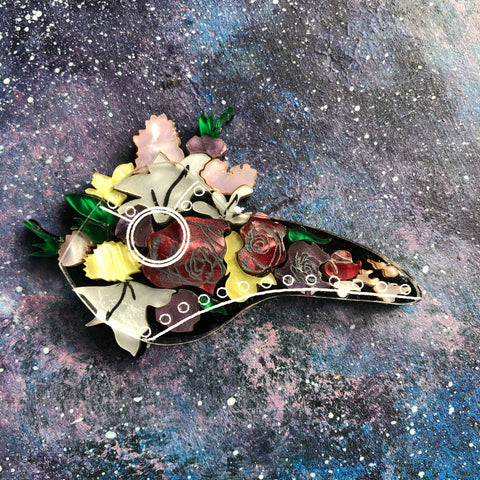 PREORDER Clear Flower Plague Mask Acrylic Brooch V2