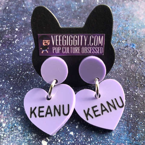 Keanu Acrylic Laser Cut Earrings Candy Heart