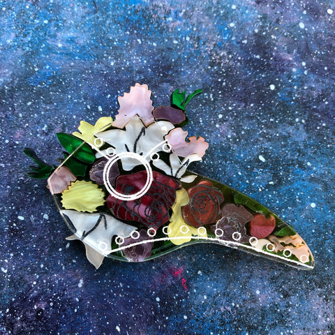 LIMITED PREORDER Clear Flower Plague Mask Acrylic Brooch