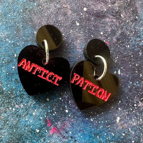 Antici…. Pation Acrylic Heart earrings